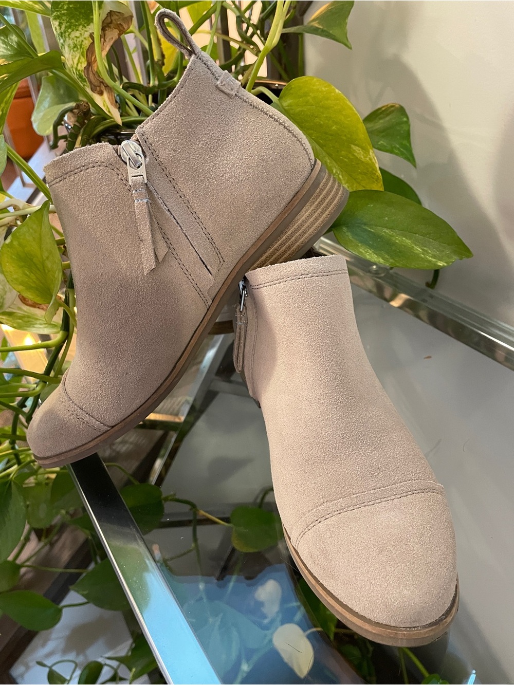 Toms Beige Suede Ankle Booties - Picture 2 of 4